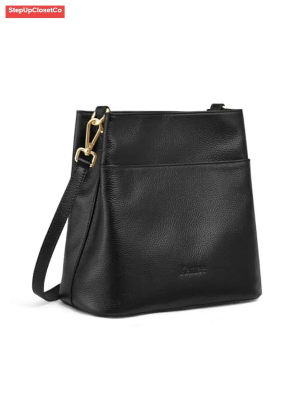 Genuine Leather Bucket Bag with Shoulder & Crossbody Straps